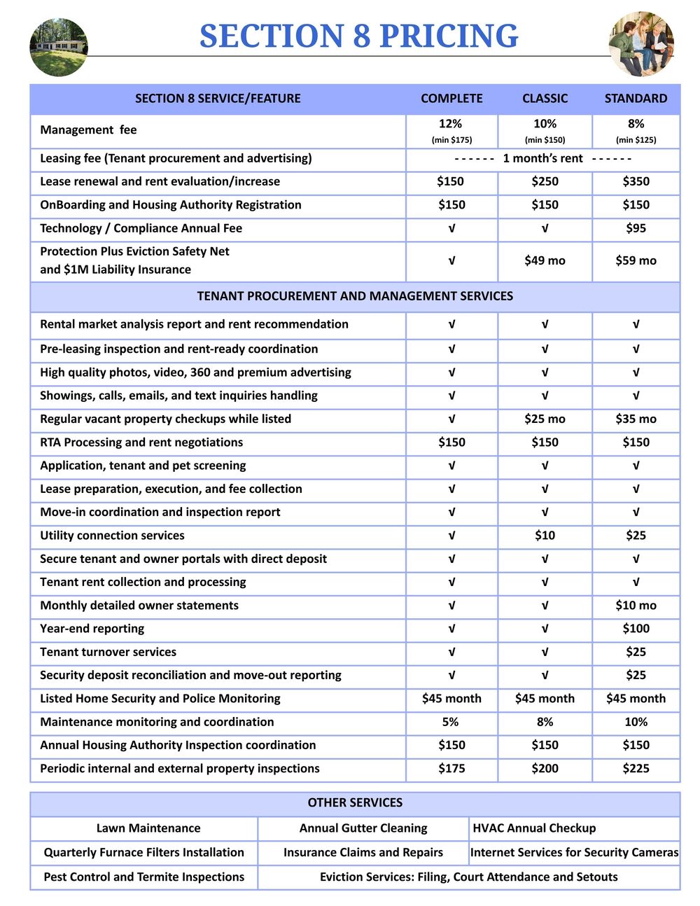 Section 8 Pricing